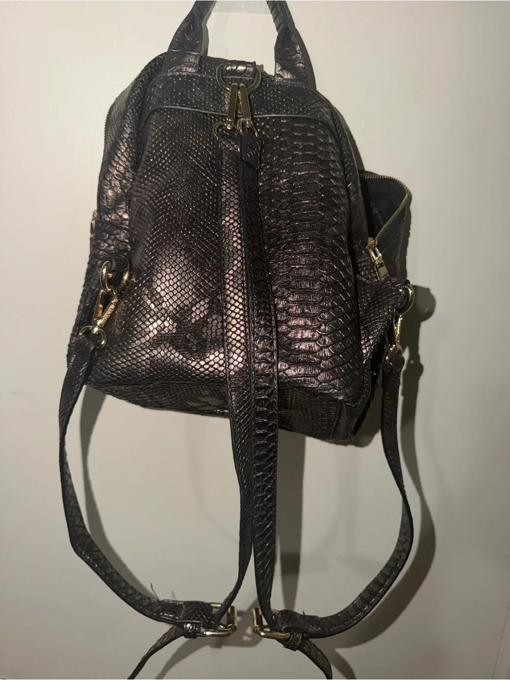 BCBG Mini Snake-Embossed Backpack